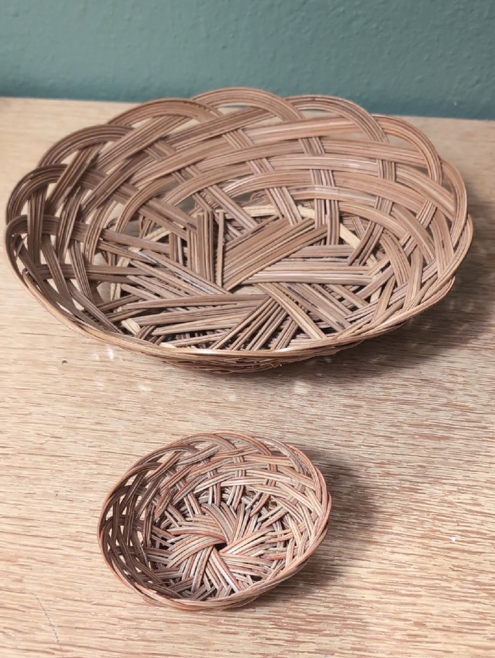Woven Rattan Decorative Basket Set Natural Brown - Picture 2 of 4